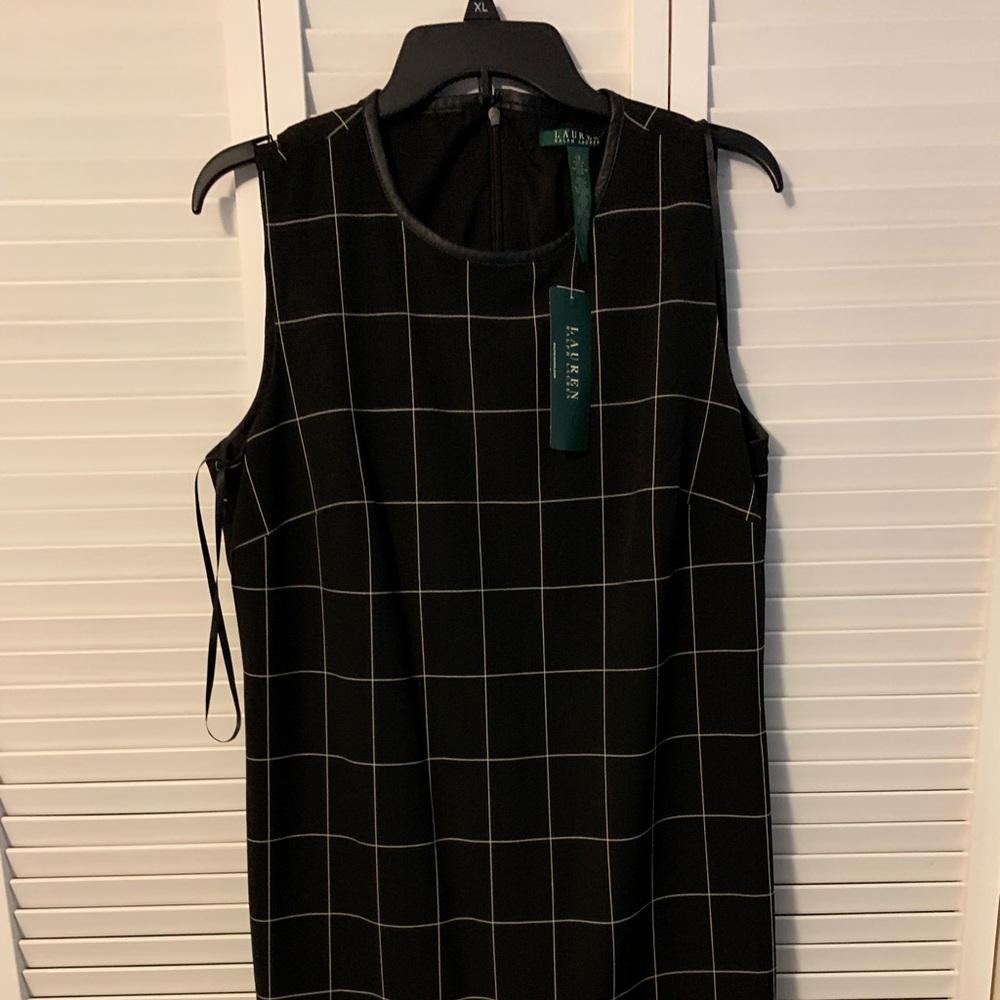 Ralph Lauren sleeveless dress with leather trim